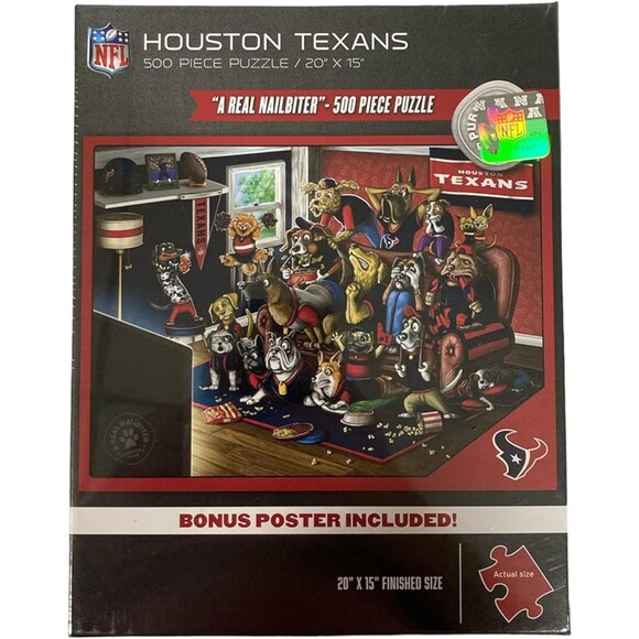 YouTheFan NFL Houston Texans Purebred Fans"A Real Nailbiter" Puzzle&Bonus Poster - Picture 1 of 7